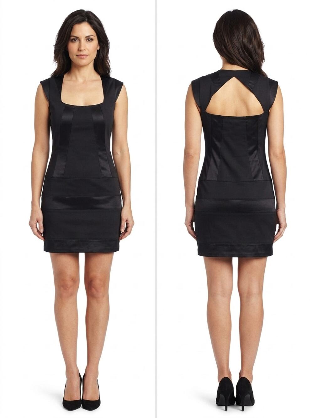 bebe Black Bodycon Mini Satin Stretch Dress Women Size 8